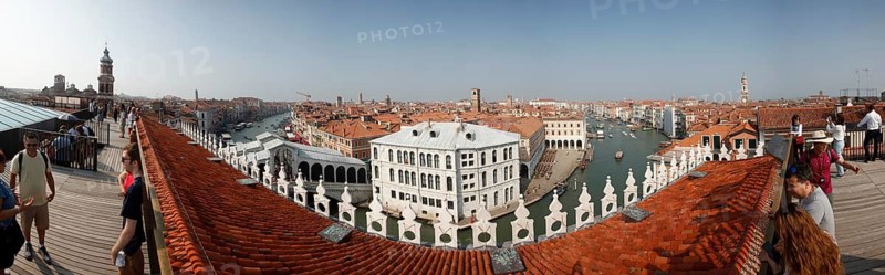 View of the Grand Canal from the Fondaco dei Tedeschi Terrace, Venice, Veneto, Italy