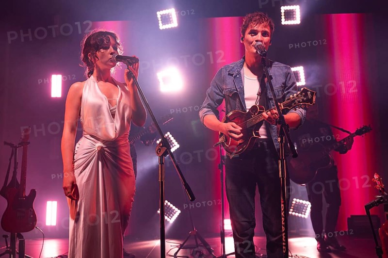 WROCLAW, POLAND - AUGUST 2, 2024: Festival Meskie Granie 2024 (Men's Playing) concert Kwiat Jabloni (Apple's Flower) Katarzyna (L) and Jacek Sienkiewicz (R)