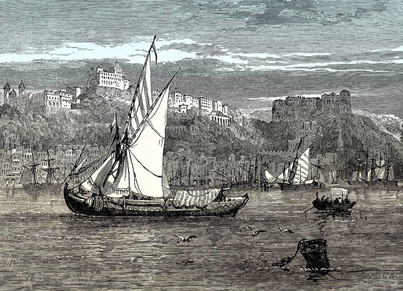 Historical view of Porto, 18th century, From British Battles on Land and Sea, by James Grant