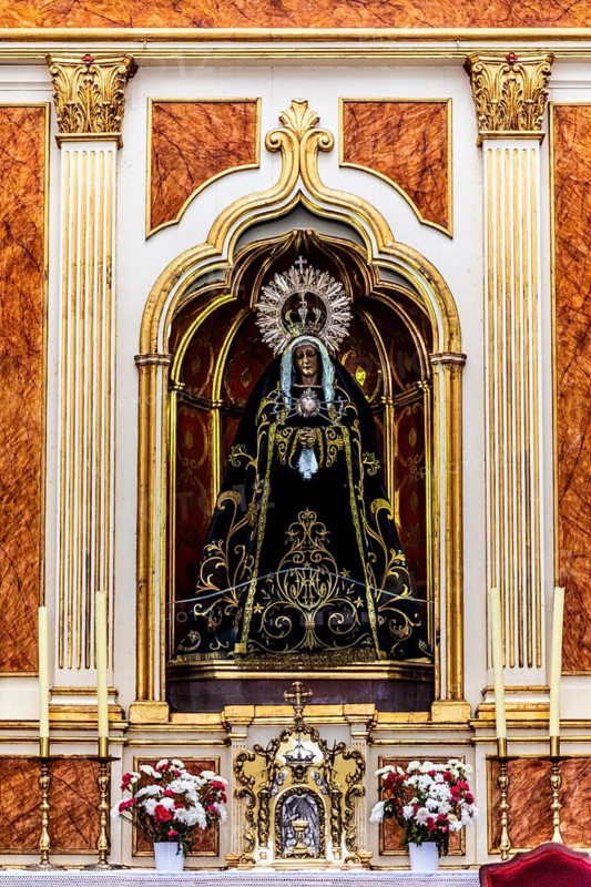 black Madonna statue Nuestra Señora de los Volcanes, church Ermita de los Dolores in Mancha Blanca, Lanzarote, Canary Islands, Spain