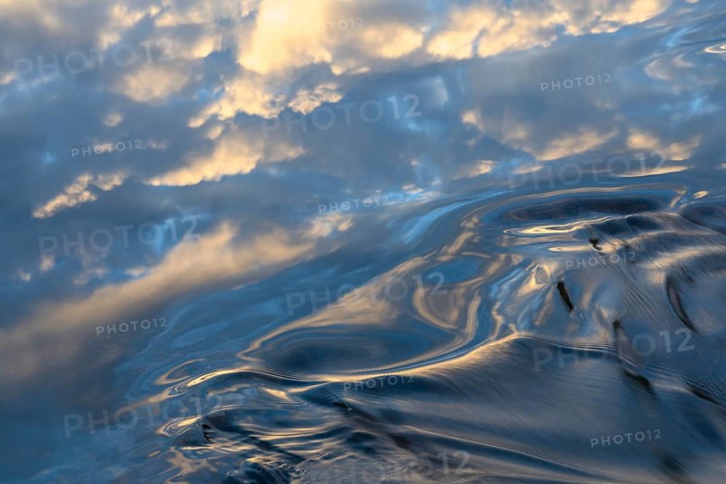 Cloud reflection in a stream, abstract, Norrbotten, Lapland, Sweden, August 2022