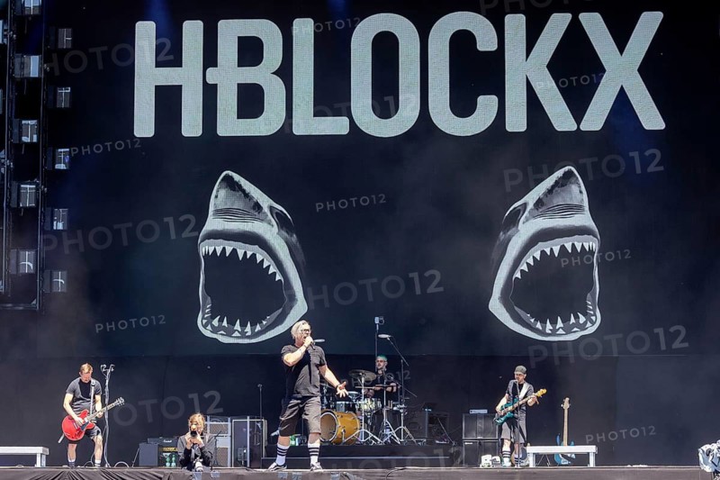 Adenau, Germany, 9 June 2024: H-Blockx (Tim Tinte Humpe, guitarist, Henning Wehland, vocals, Steffen Wilmking, drummer, Tim Tinte Humpe, guitarist) play at Rock am Ring. The festival takes place at the Nürburgring race track near the town of Adenau from 7 to 9 June 2024