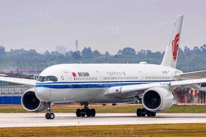 An Air China Airbus A350-900 aircraft with registration number B-32DN at Shuangliu Airport (CTU) in Chengdu, China