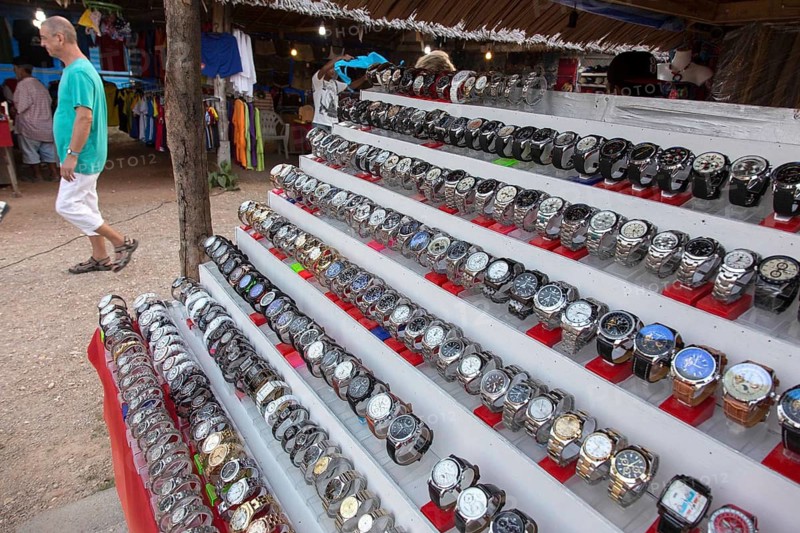 Khao Lak, Thailand, 03.02.2014 JE - Fake brand watches are offered for sale at a market stand in Khao Lak, Thailand, Khao Lak, Thailand