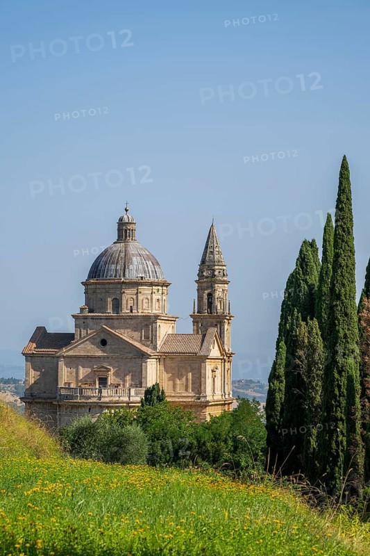 San Biagio Renaissance Church in summer, architect Antonio da Sangallo, Montepulciano, Tuscany, Italy