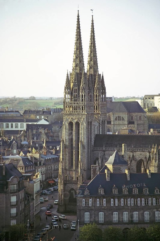 Kathedralkirche Saint Corentin, Quimper, Bretagne, Frankreich im Jahr 1974