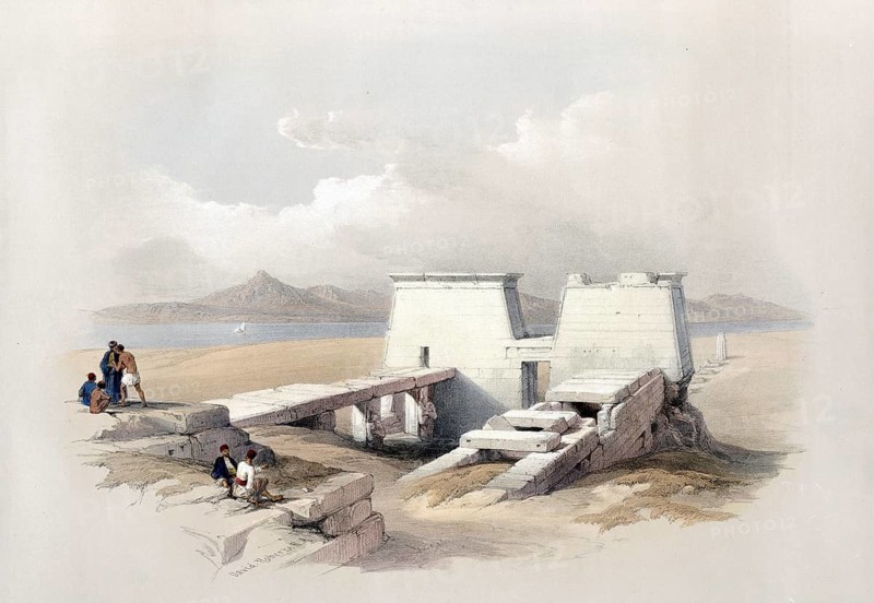 Temple of Wady Saboua, Wadi al-Sabua, Nubia, Egypt, c. 1850, Historical, digitally restored reproduction from a 19th century original, exact date unknown