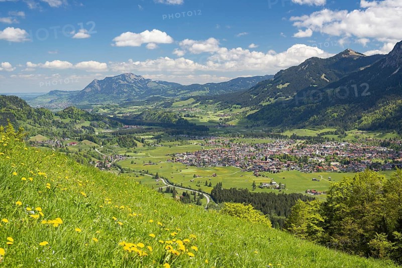 Mountain panorama from south-west on Oberstdorf, Oberallgäu, Allgäu, Bavaria, Germany