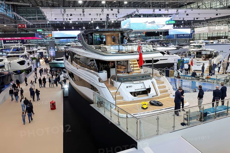 Düsseldorf, North Rhine-Westphalia, Germany - Luxury yachts at boot Düsseldorf