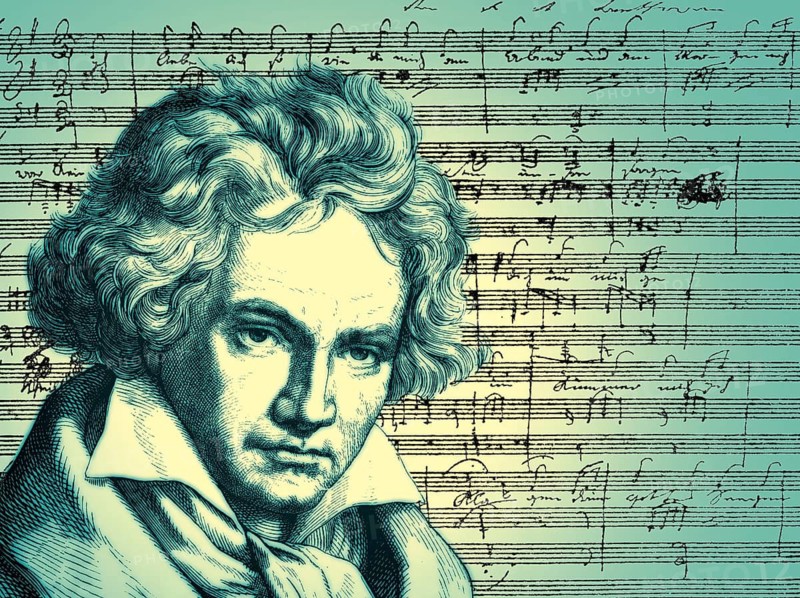 Hand-written musical notation, love song, Zärtliche Liebe, 1795, Ludwig van Beethoven, 1770 -1827, German composer