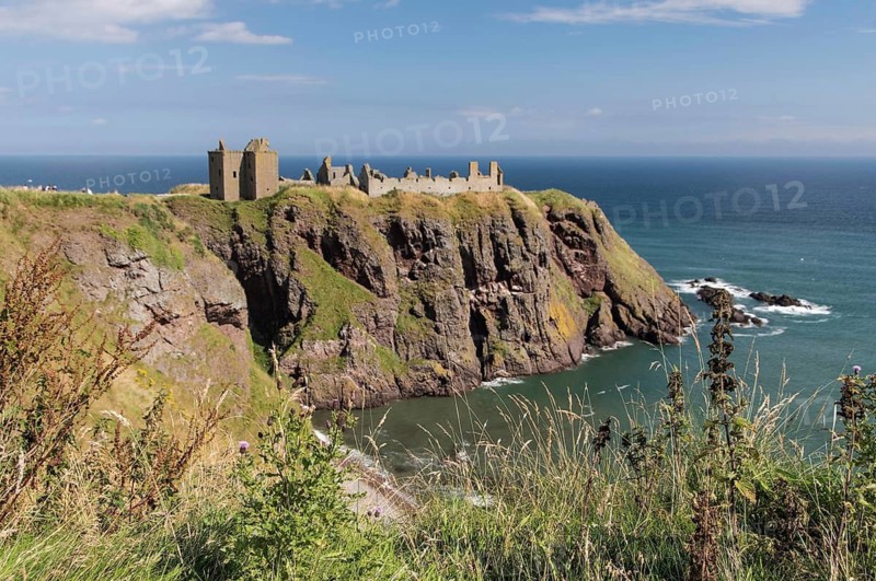 Dunnottar Castle is a ruined castle in Aberdeenshire, Scotland, photographed in September, United Kingdom