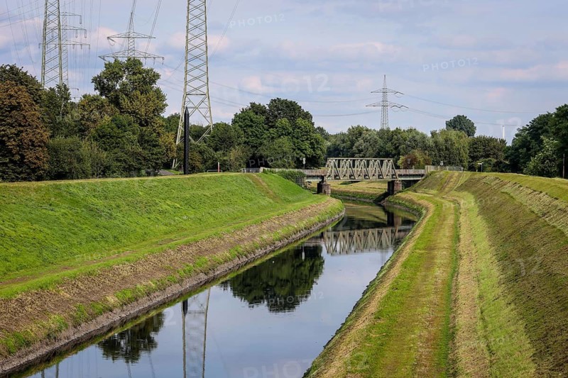 Essen, North Rhine-Westphalia, Germany - The Emscher has been completely free of wastewater since January 2022 following the construction of a parallel sewer. The river was previously an open, above-ground wastewater sewer, combined sewer with surface water and wastewater