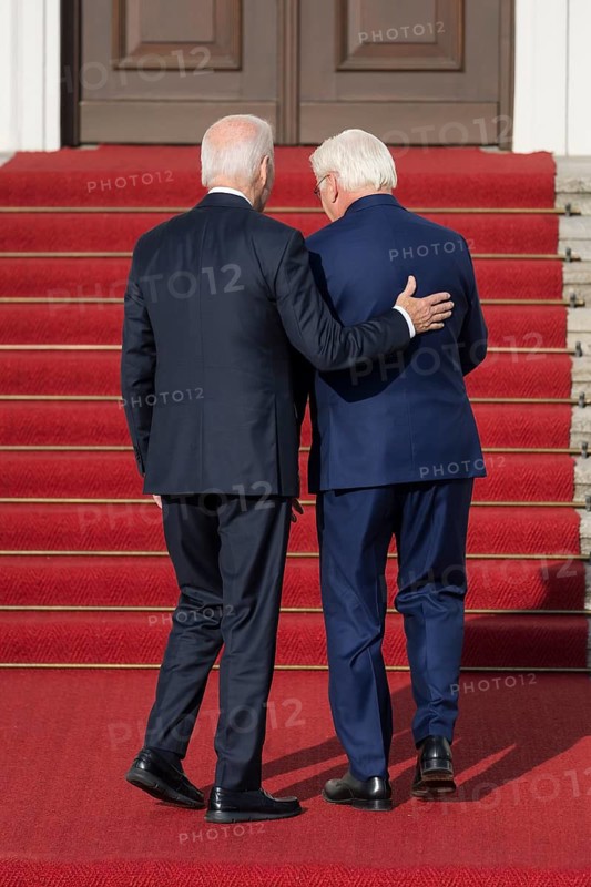 Joe Biden (46th President of the United States) is received by Frank-Walter Steinmeier (President of the Federal Republic of Germany) at Bellevue Palace, Berlin, 18 October 2024
