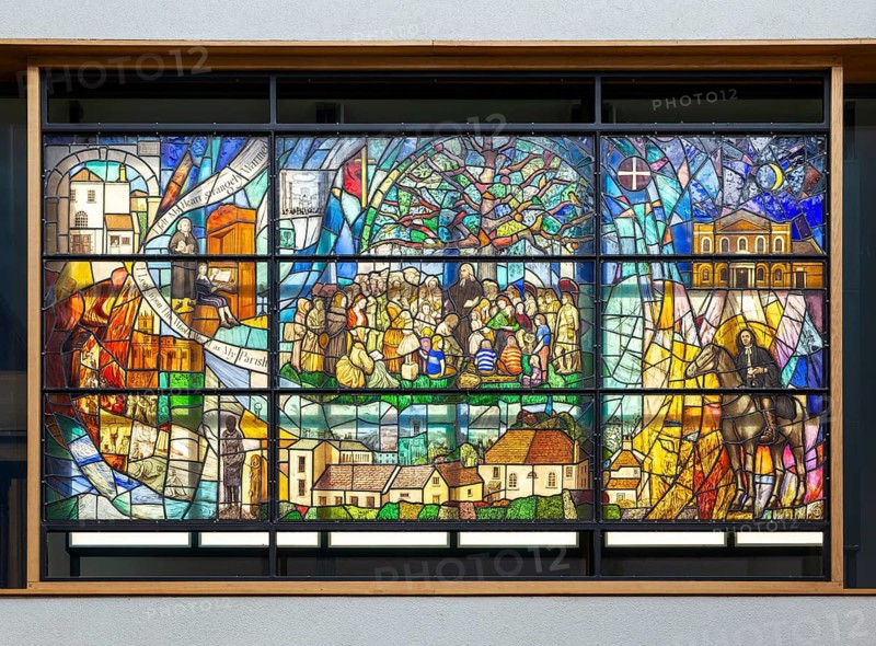 John Wesley's New Room chapel and museum, Bristol, England, UK, - modern stained glass panel