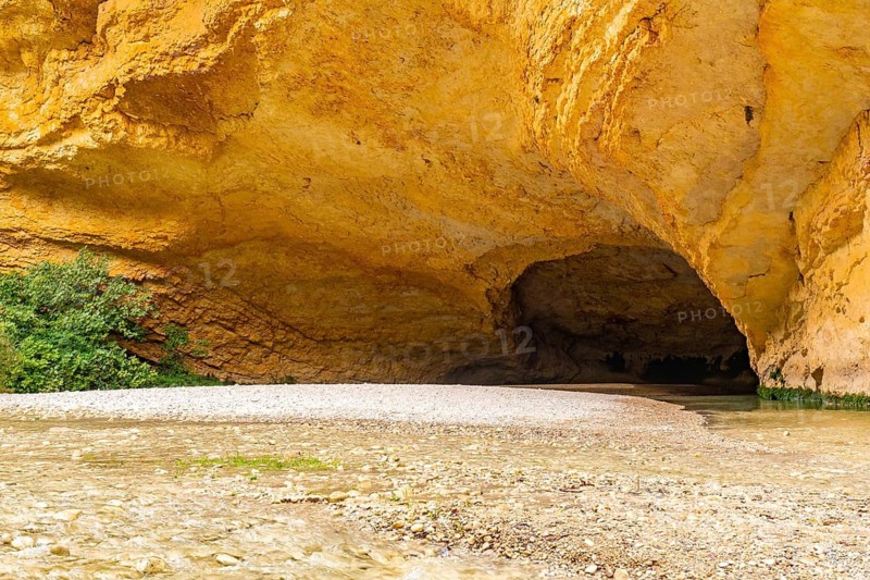 Beautiful cave path of the Vero River walkways in Alquezar. Huesca Pyrenees