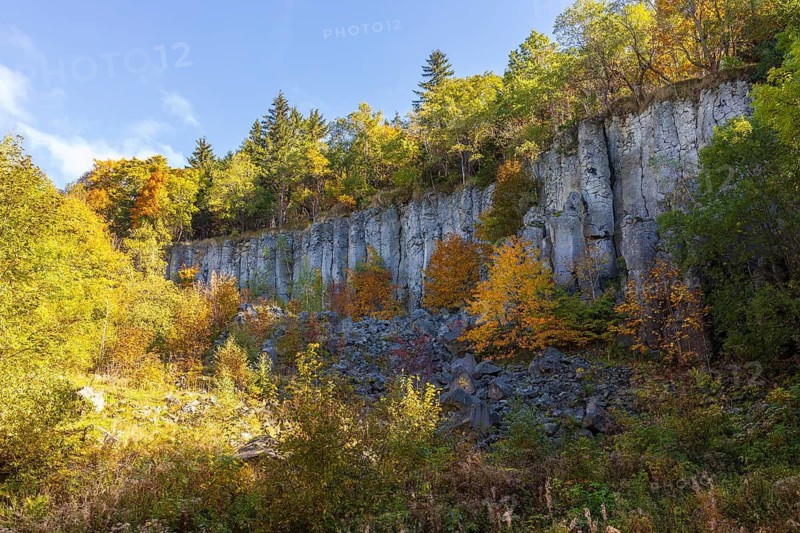 Basalt columns on the Pöhlberg, the so-called butter churns, Annaberg-Buchholz, Erzgebirge, Saxony, Germany
