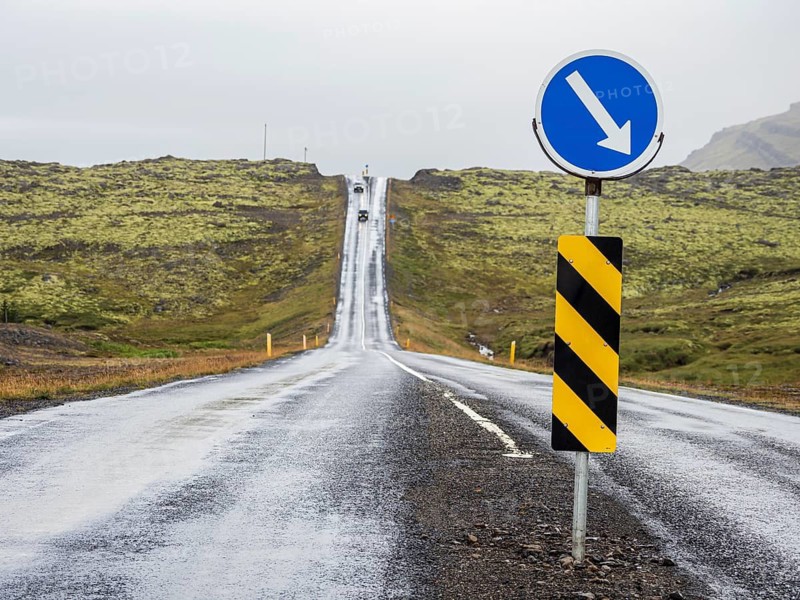 Hilly ring road in the lonely East Fjords, Iceland