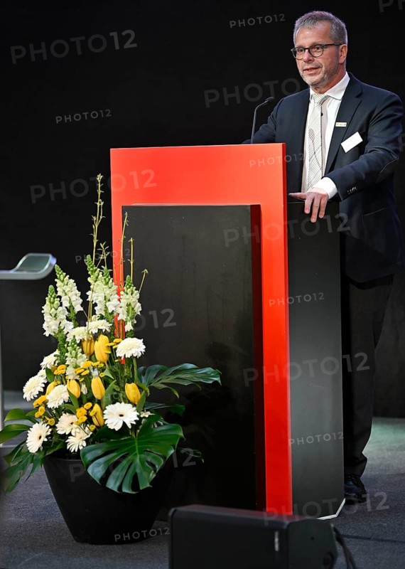President Andreas Felchle WLSB, Württembergischer Landessportbund e.V. at the lectern, SpOrt, Haus des Sports, Stuttgart, Baden-Württemberg, Germany