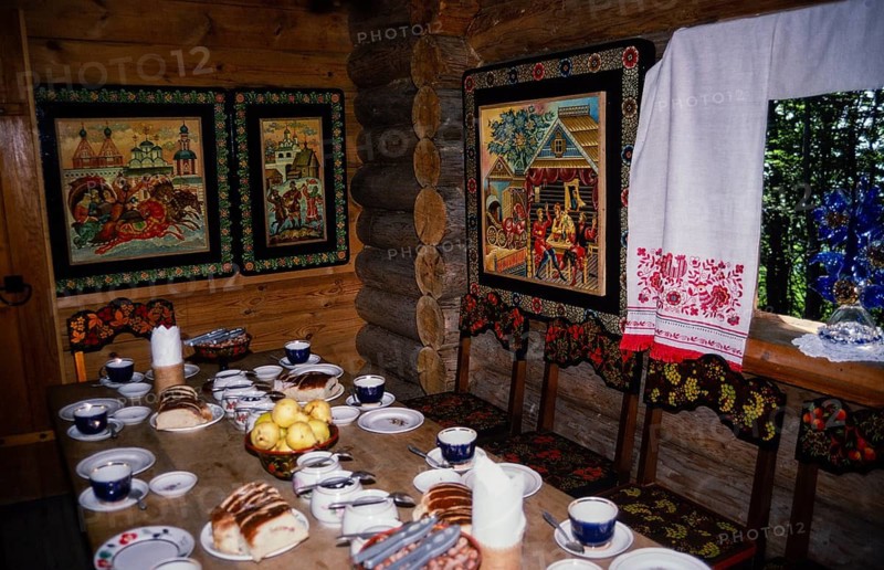 Interior view of a tea house in the Dagomys tea plantation, Sochi, Russia 1997