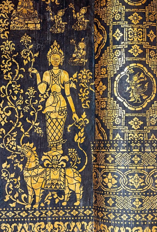Close-up of ornate wall, Wat Xieng Thong, Luang Prabang, Laos