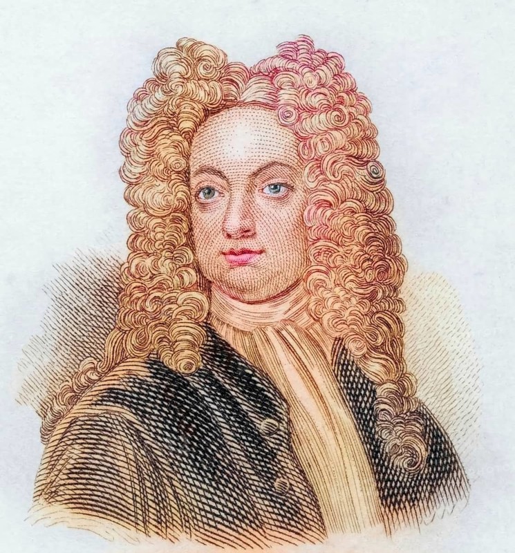 Eustace Budgell, (born 1686, died 1737), English writer and politician, coloured woodcut from Crabbe's Historical Dictionary from 1825, Historical, digital reproduction