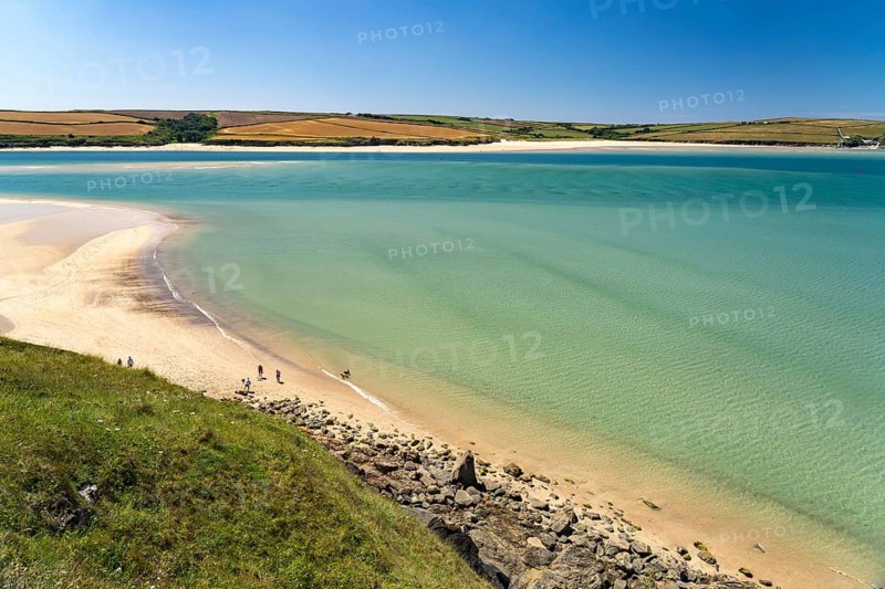 Daymer Bay beach and mouth of the River Camel at Rock, Cornwall, England, Great Britain