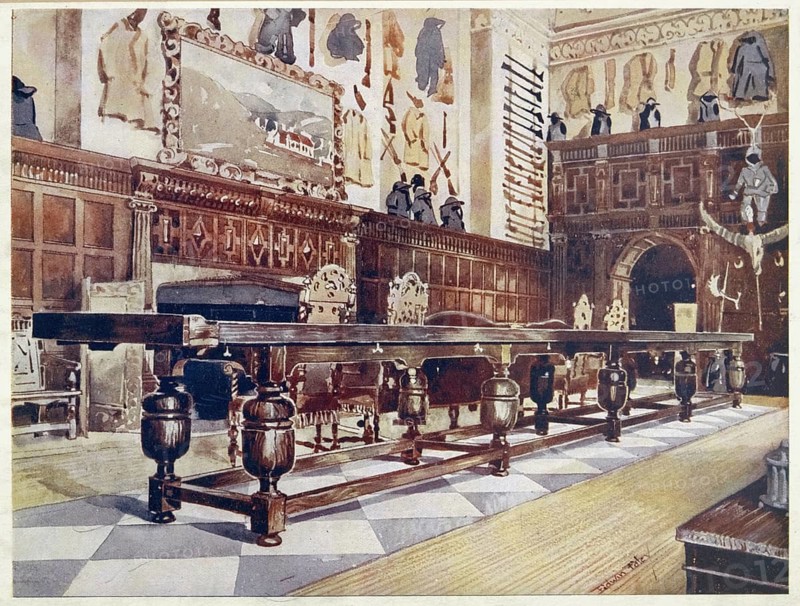 Furniture at the turn of the century 1900, Shovelboard table in the Hall of Littlecote (1910, 1911), Shovelboard table in the Hall of Littlecote (1910, 1911) .jpg