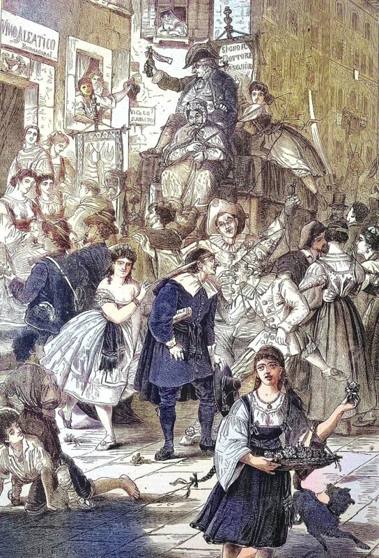 The Carnival in Rome, 1869, Italy, Historical, digitally restored reproduction of a 19th century original, exact original date not known