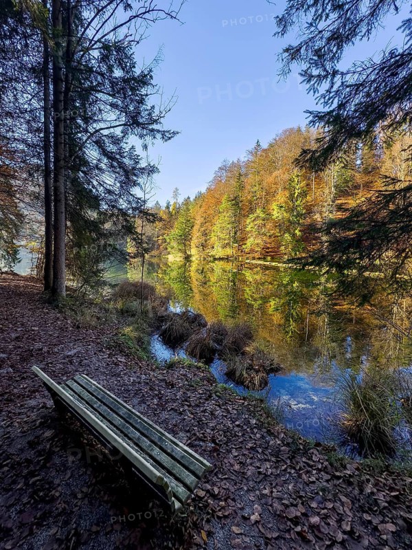 Autumn atmosphere at Hechtsee lake near Kufstein, Tyrol, Austria