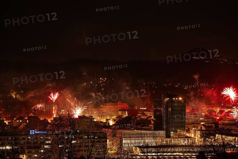 Göppingen with the Hohenstaufen in the background for the New Year's Eve fireworks 2023