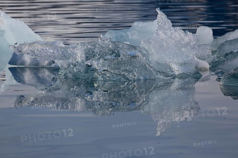Icebergs on the Joekulsarlon glacial lake or lagoon