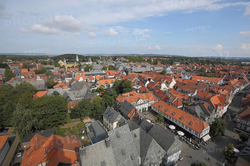 View from the market church to the townscape of Goslar, view, Harz, Lower Saxony, Germany