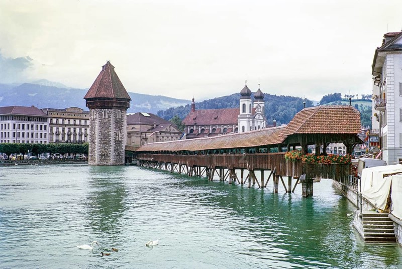 Chapel Bridge, Kapellbrucke, Lucerne, Switzerland, Europe, 1963