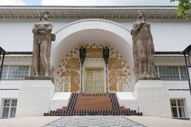 Entrance portal at Ernst-Ludwig-Haus, Artists' Colony Museum, Mathildenhöhe Darmstadt, UNESCO World Heritage Site, Germany