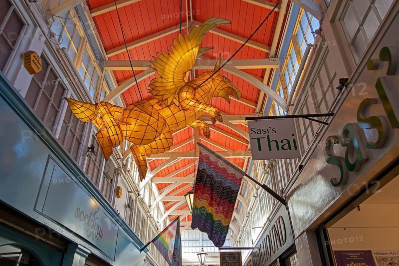 Interior shot, dragon, Covered Market, Oxford, England, Great Britain