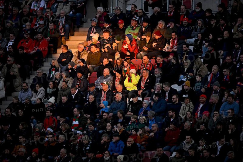 Sunbeam hits spectators in the opposite stand, WWK Arena, Augsburg, Bavaria, Germany