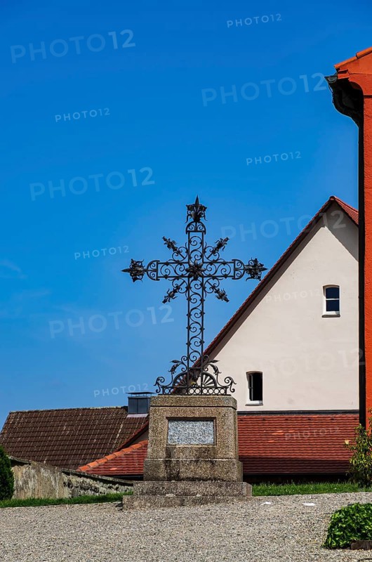 Cemetery and church of St Peter and St Paul, a Romanesque sacred building in Niederzell on the island of Reichenau, Lake Constance, Baden-Württemberg, Germany, a UNESCO World Heritage Site since 2000