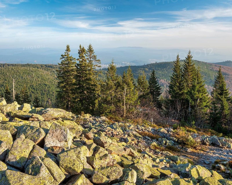 View from the Lusen with Blockmeer, Bavarian Forest National Park, Lower Bavaria, Bavaria, Germany