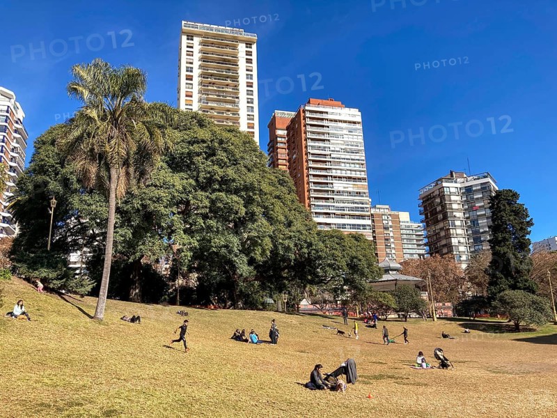 Barrancas de Belgrano Park with high-rise buildings in Belgrano, Buenos Aires, Argentina