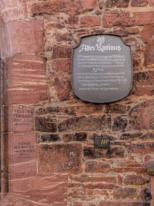 Historical information board on the buildings in Miltenberg, Bavaria, Germany Miltenberg