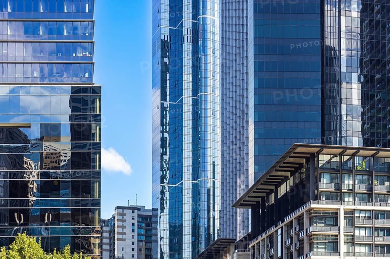 Australia scenic Melbourne downtown skyline panorama near financial business center