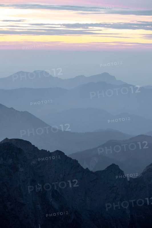 Evening mood, Dramatic mountain landscape, View from Hochkönig, Salzburger Land, Austria