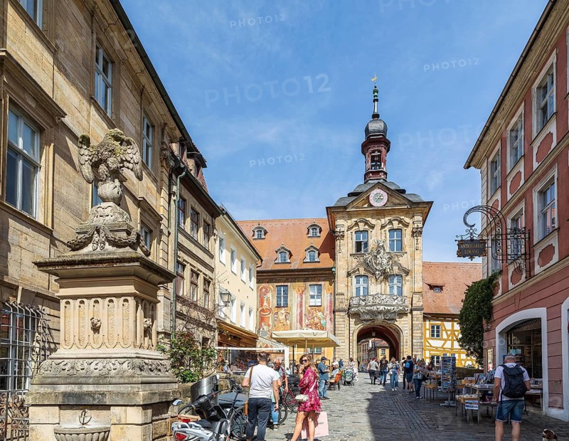 Old Town Hall across the Upper Bridge, Bamberg, Bavaria, Germany