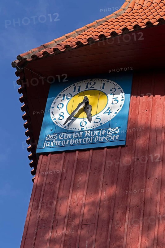 Clock, Church, Altefähr, Island of Rügen, Mecklenburg-Western Pomerania, Germany