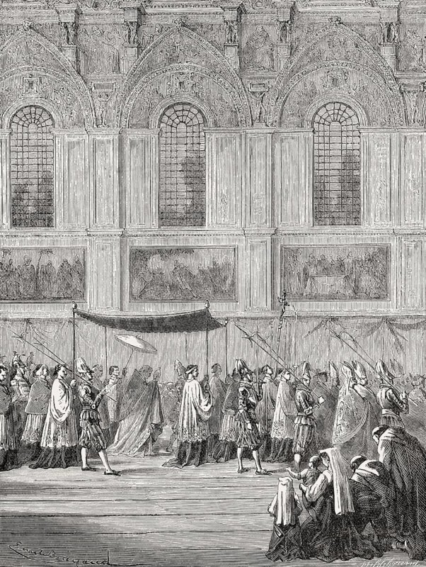 Pope Pius IX bearing the holy sacrament, Sistine Chapel, Vatican City, Rome, Italy, 19th Century