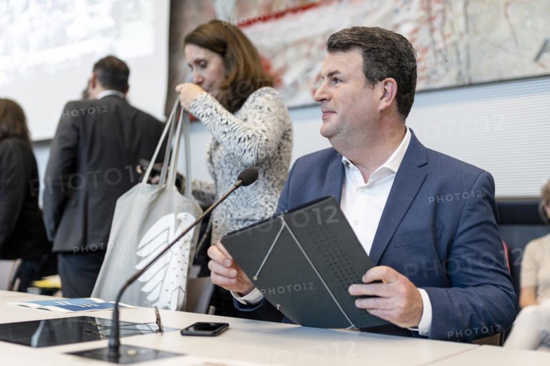 Hubertus Heil (SPD), Federal Minister of Labour and Social Affairs, recorded during the parliamentary group meeting of the SPD parliamentary group in the German Bundestag in Berlin, 09.04.2024