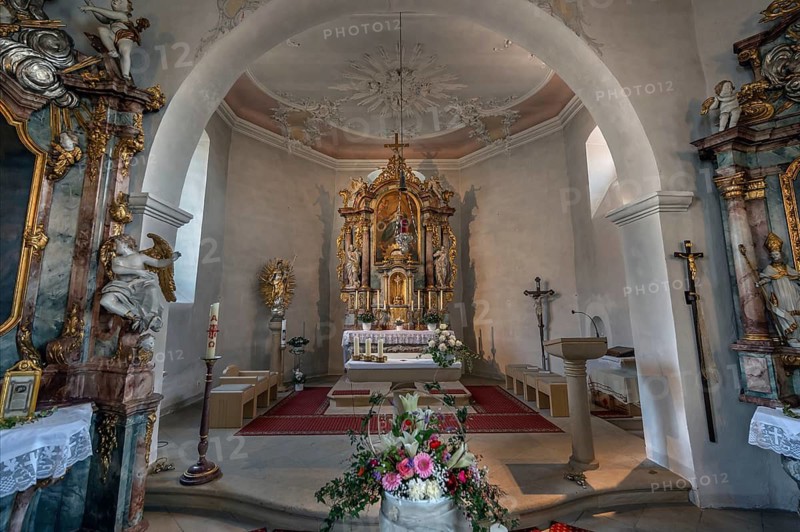 Chancel of St Wendilinus Church built between 1766 and 1769, Steinbach, Lower Franconia, Bavaria, Germany