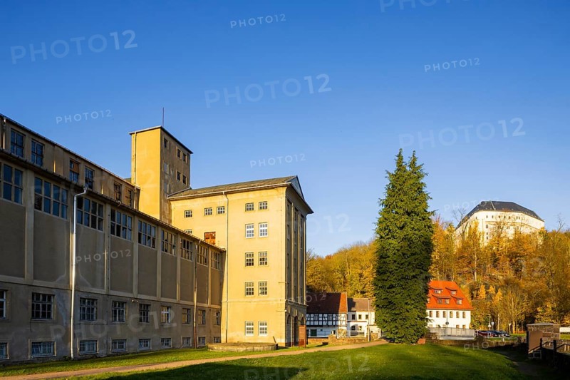 Sachsenburg concentration camp memorial on the Zschopau, Sachsenburg, Sachsenburg, Saxony, Germany