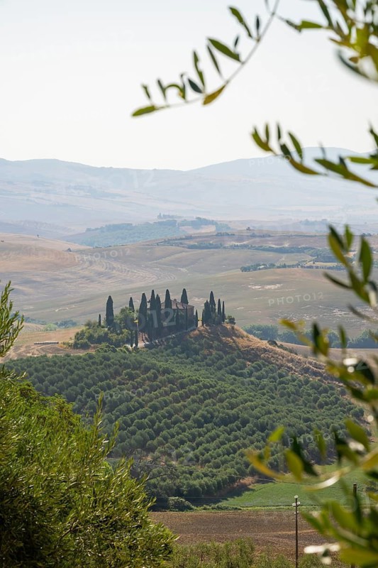 The Belvedere at dawn, San Quirico d'Orcia, Val d'Orcia, Orcia Valley, UNESCO World Heritage Site, Siena Province, Tuscany, Italy