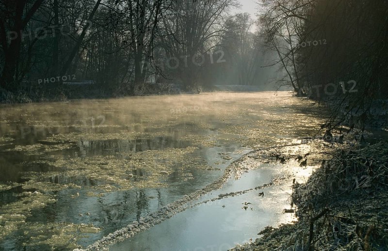 Germany, Greiz, Thuringia, Weiße Elster, ice, flowing water, ice, landscape, river, drift ice, Vogtland, winter